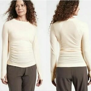 Athleta Size XXS Foresthill Accent Cream Long Sleeve Top